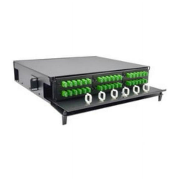 CableWholesale 68F1-20610 6 LGX 2U Fiber Optic Patch Panel - Capacity Adapter Plates, Cassettes, Modules - Unloaded - Lexan Front Door - Black Powder Coat