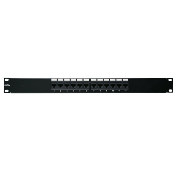 CableWholesale 68PP-03012 Rackmount 12 Port Cat 5e Patch Panel  12 Port  Horizontal  110 Type  568A  568B Compatible  1U