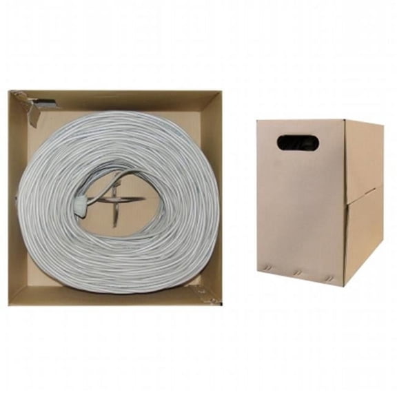 1000 Foot Bulk Cat5e Ethernet Cable, 24 AWG, ETL Listed, 4 Pair Solid Bare Copper, Foil Shielded Twisted Pair(STP) with Pull Box, Gray, CableWholesale