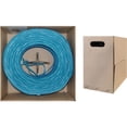 thumbnail image 1 of 1000 Foot Bulk Cat5e Plenum Rated (CMP) Ethernet Cable, 4 Pair Solid Bare Copper, UTP (Unshielded Twisted Pair) with PullBox, CableWholesale Blue, 1 of 7