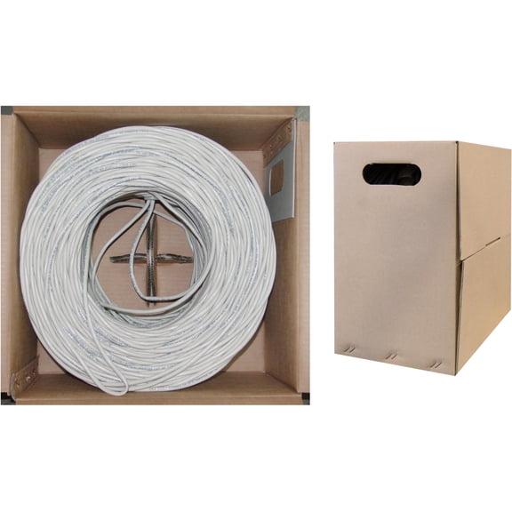CableWholesale 1000 Foot Cat5e CM Rated Ethernet Cable, 24 AWG, ETL Verified 4 Pair Stranded Pure Copper, Unshielded Twisted Pair(UTP) with Pull Box, White