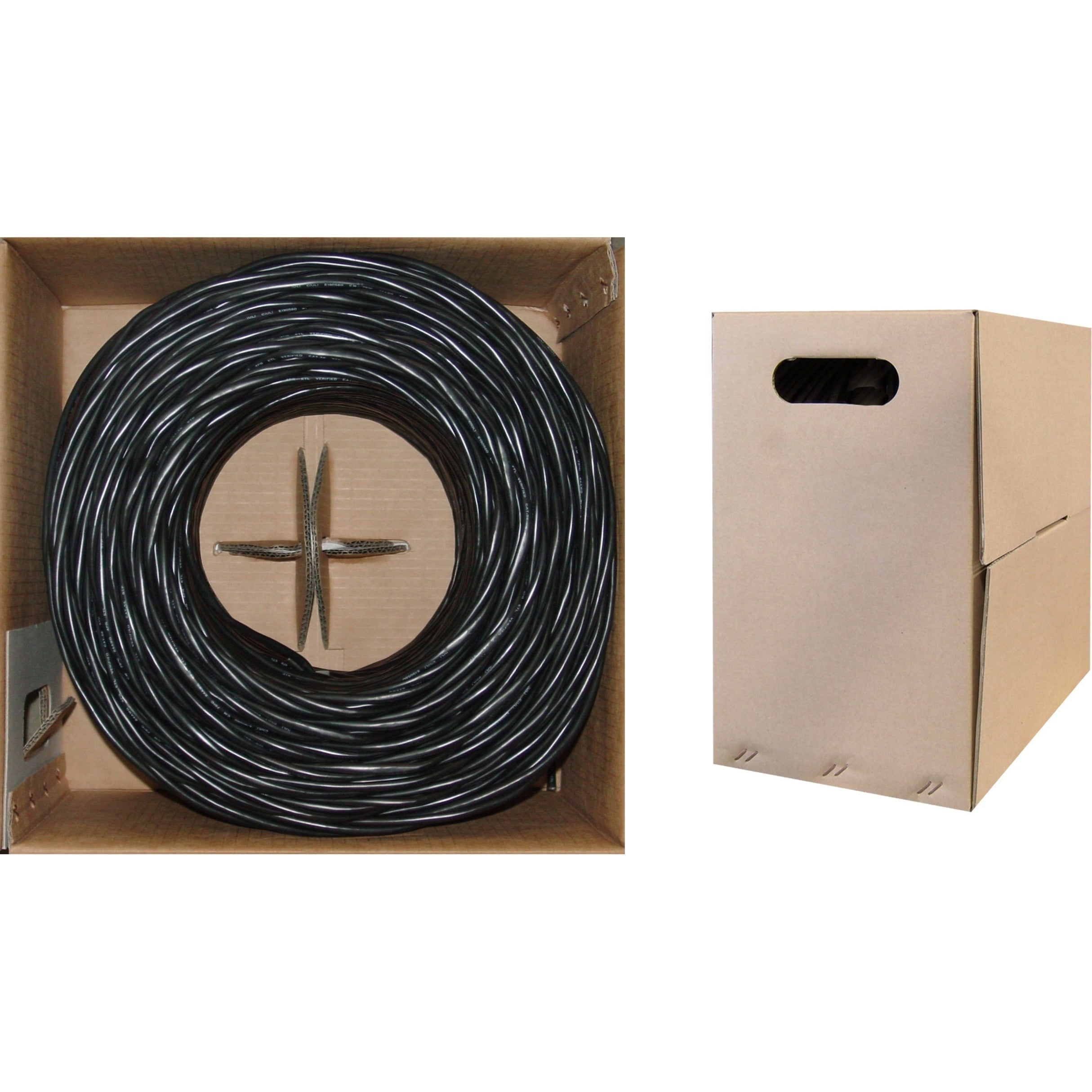1000 Foot Bulk Cat6 Ethernet Cable, Plenum Rated (CMP), Black Ethernet Cable, 23 AWG 4 Pair Solid Bare Copper, UTP (Unshielded Twisted Pair) with PullBox, CableWholesale