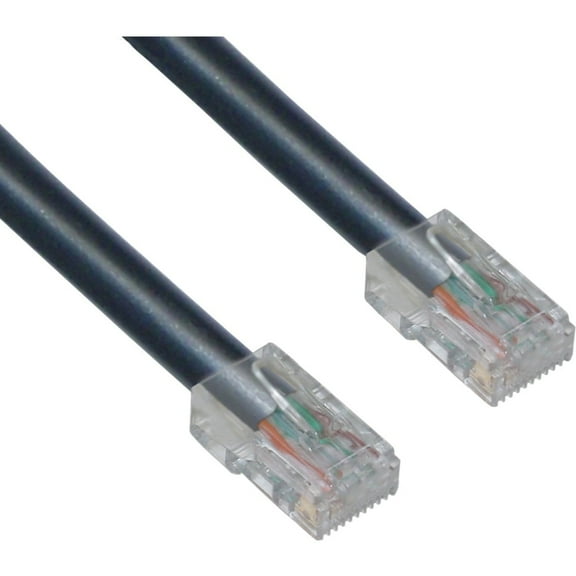Cat5e Ethernet Cable, 24AWG Network Cable with RJ45 Gold Plated Connector, 4 pair Stranded Bare Copper, Bootless Unshielded Twisted Pair (UTP) Internet Patch Cable, 1 Foot, Black, CableWholesale