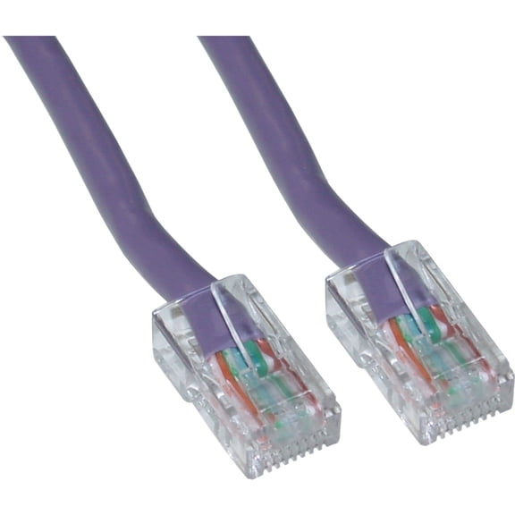 Cat5e Ethernet Cable, 24AWG Network Cable with RJ45 Gold Plated Connector, 4 pair Stranded Bare Copper, Bootless Unshielded Twisted Pair (UTP) Internet Patch Cable, 10 Foot, Purple, CableWholesale