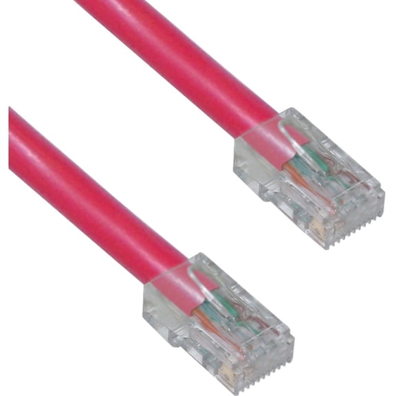 Cat5e Ethernet Cable, 24AWG Network Cable with RJ45 Gold Plated Connector, 4 pair Stranded Bare Copper, Bootless Unshielded Twisted Pair (UTP) Internet Patch Cable, 1 Foot, Red, CableWholesale