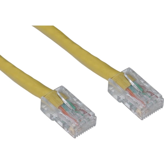 Cat5e Ethernet Cable, 24AWG Network Cable with RJ45 Gold Plated Connector, 4 pair Stranded Bare Copper, Bootless Unshielded Twisted Pair (UTP) Internet Patch Cable, 25 Foot, Yellow, CableWholesale
