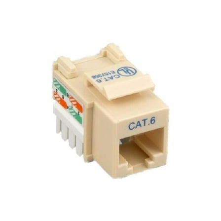 CableWholesale  Cat6 RJ45 Female to 110 Punch Down Keystone Jack, Beige & Ivory