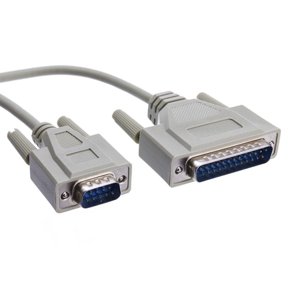 CableWholesale DB9 to DB25 Serial Cable, 9 Conductor 28 AWG Single Shielded RS232 Serial Cable, DB9 9 Pin Male to DB25 25 Male Connector Serial Cable, Beige, 6 Foot