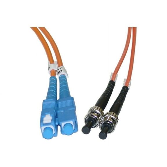 Fiber Optic Cable, 5 Meter (16 feet) SC to ST Subscriber Connector to Straight Tip/Bayonet Connector Duplex 62.5/125 OM1 Multi-Mode Fiber Optic SC/ST Optical Connection Cable, CableWholesale