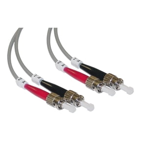 Fiber Optic Cable, 2 Meter (6.6 ft) ST to ST Straight Tip/Bayonet Connector Duplex 50/125 OM2 Multi-Mode Fiber Optic ST/ST Optical Connection Cable, CableWholesale