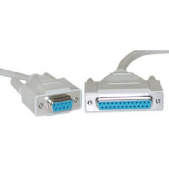 CableWholesale 10D1-21406 Null Modem Cable  DB9 Female to DB25 Female  UL rated  8 Conductor  6 foot