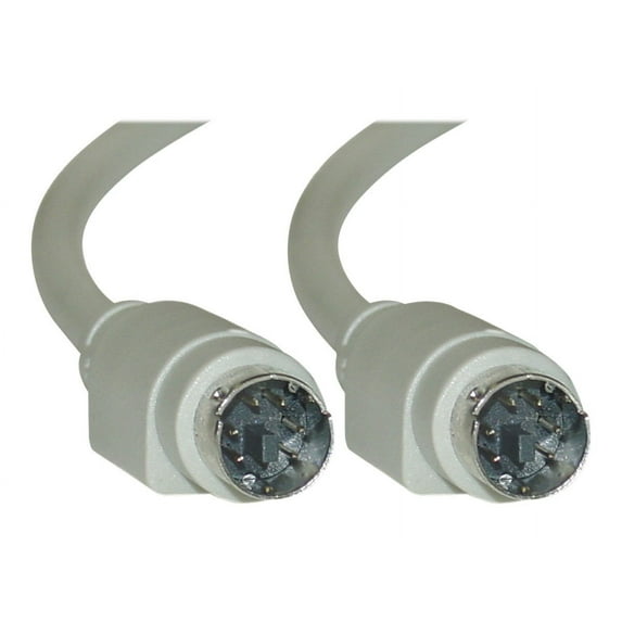 Mini Din6 PS/2 Male to Male Keyboard Mouse Adapter Cable, MDIN6 Pin M/M KVM PS2 Cord, 6 Conductor 28 AWG, Straight, Beige, 50 feet, PS/2 MDIN-6 Male to Male Cable, Mini DIN6 cable, CableWholesale