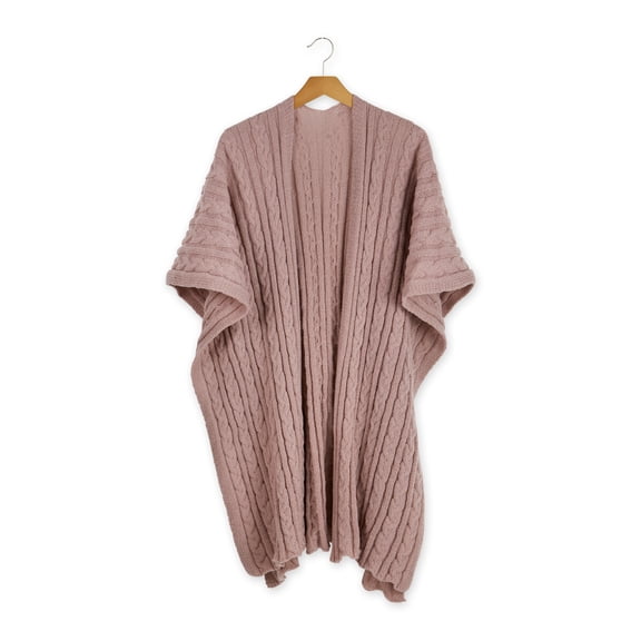 Cableknit Kenna Poncho, Dusty Lavender
