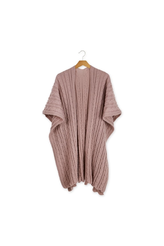 Cableknit Kenna Poncho, Dusty Lavender