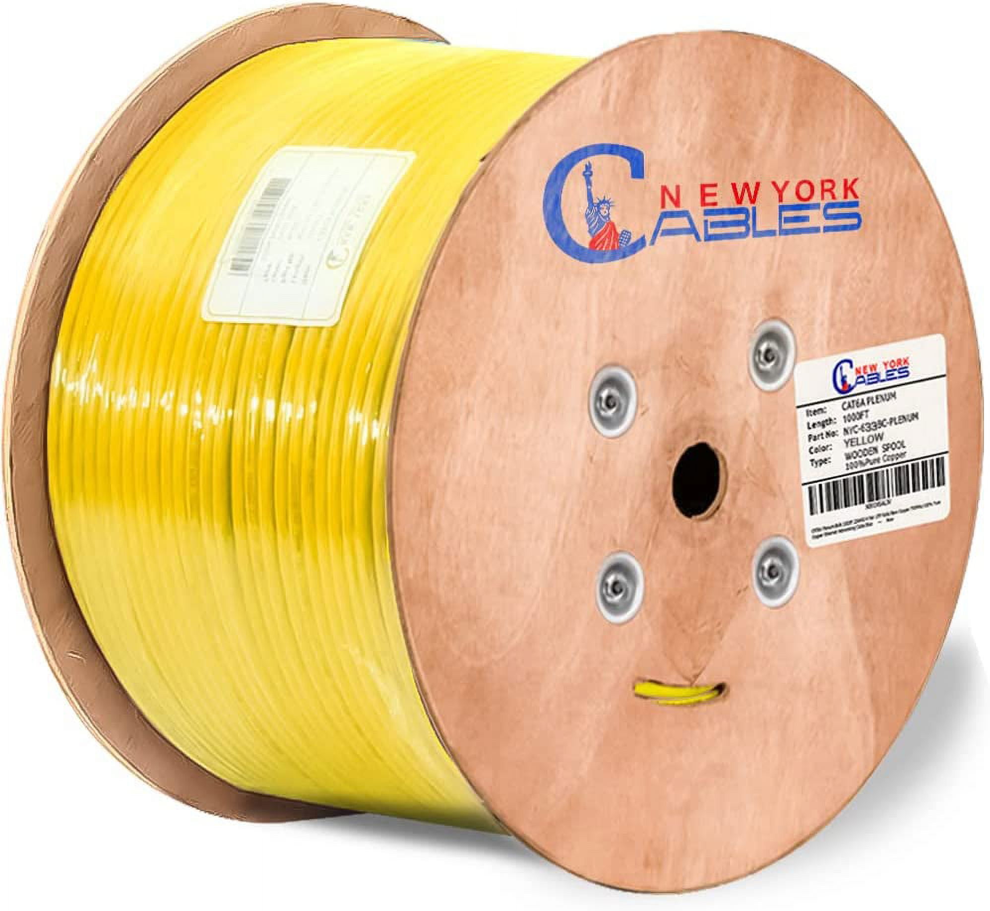 Cables Cat6a Plenum Cable 1000ft - Certified 100% Solid Pure Copper, 23 ...