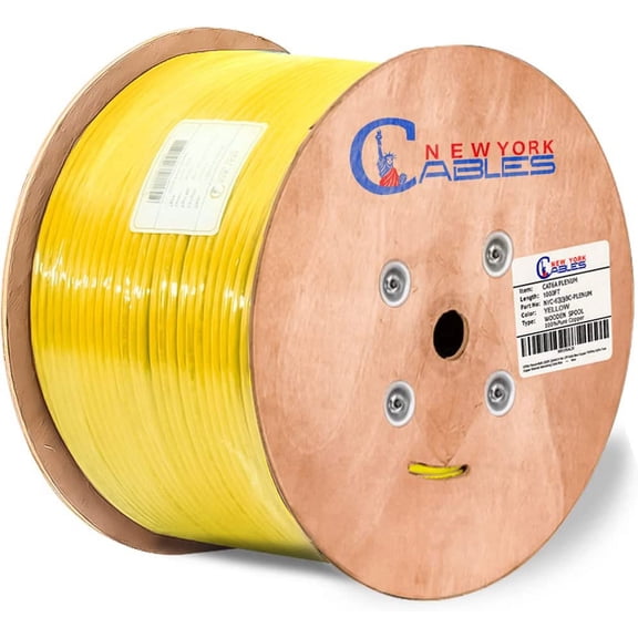 Cables Cat6a Plenum Cable 1000ft - Certified 100% Solid Pure Copper, 23 AWG, 750 MHz, PoE++ - UTP 10 GB High Speed