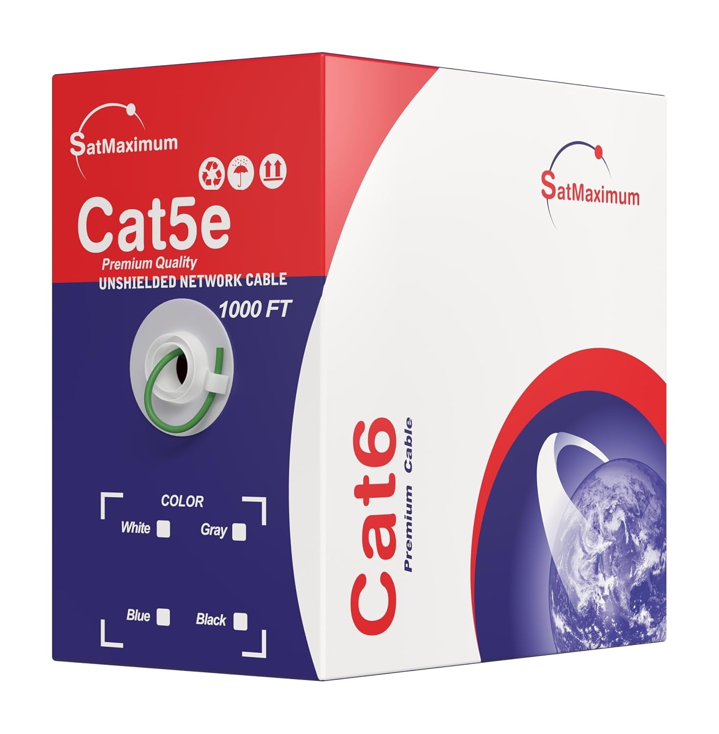 Cables Direct Online 1000 ft Plenum Cat5e Green 24 AWG Solid CCA Ethernet Cable Bulk Pull Box – CMP UTP Network LAN Wire 350 MHz Gigabit PoE