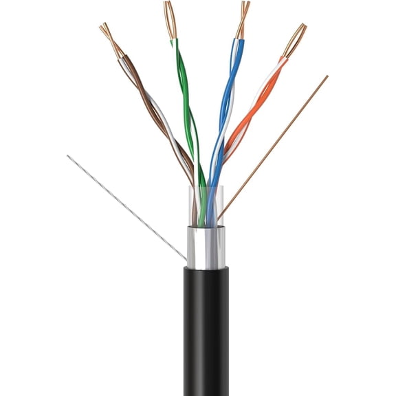 Cables Direct Online 1000FT CAT5e FTP Shielded Direct Burial Outdoor 24 AWG UV Resistant Copper Clad Aluminum Solid Weatherproof Cable