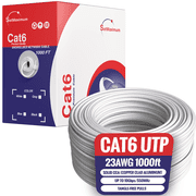 Cables Direct Online 1000 ft Cat6 Ethernet Cable Bulk   23AWG Solid CCA UTP, Unshielded, 550MHz, Pull Box, LAN Network Wire, RJ45 Compatible, Indoor Use, High-Speed Internet, White
