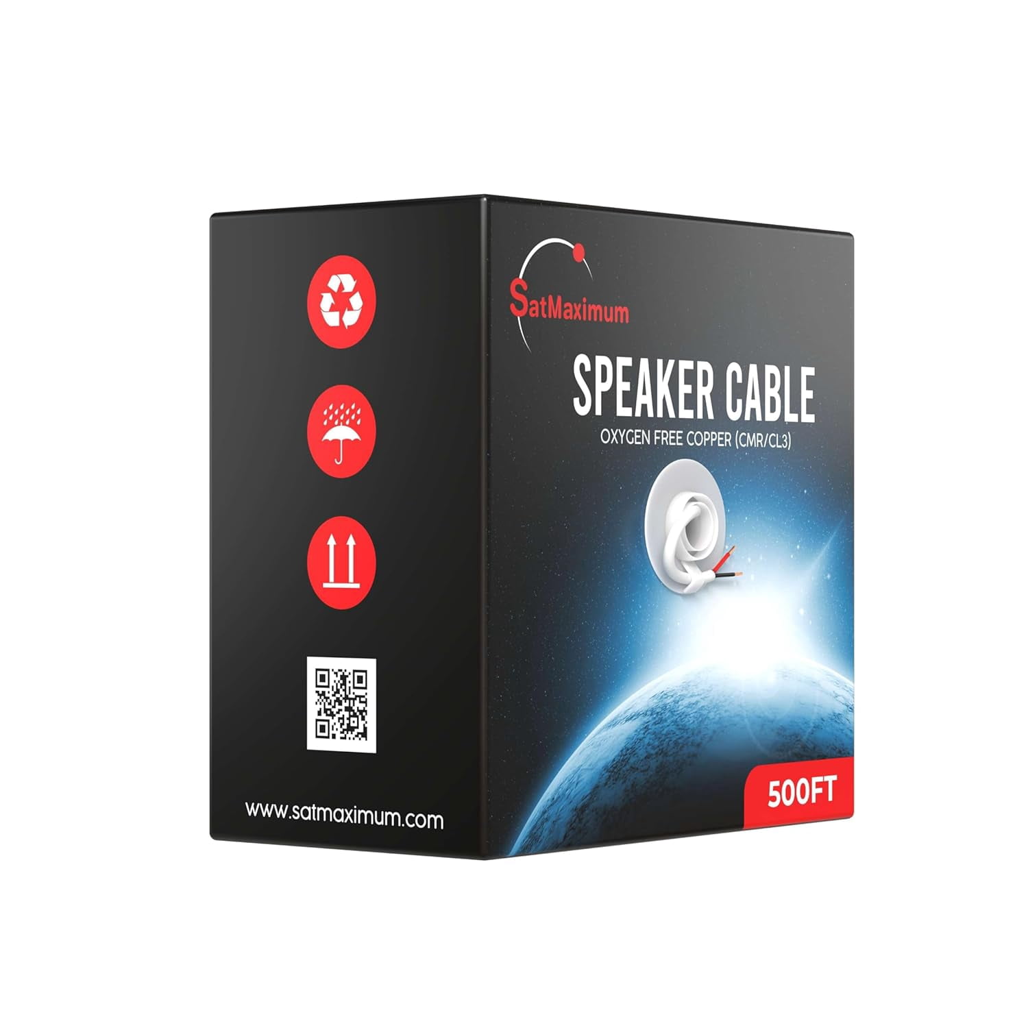 14/2 Speaker Wire 500 ft, Oxygen-Free Copper, CL3 CMR In-Wall Rated, White, Audio and Low Voltage Cable, Cables Direct Online