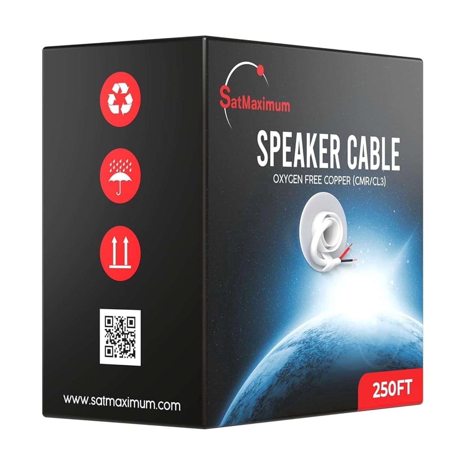 16/2 Speaker Wire 250 ft, Oxygen-Free Copper, CL3 CMR In-Wall Rated, White, Audio and Low Voltage Cable, Cables Direct Online