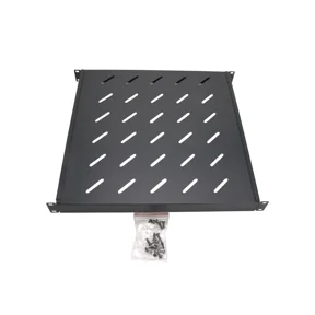 Cables Direct Online 1U 19 Inch Adjustable 4-Post Vented Fixed Server Shelf, 18 42 Inch Depth, Black