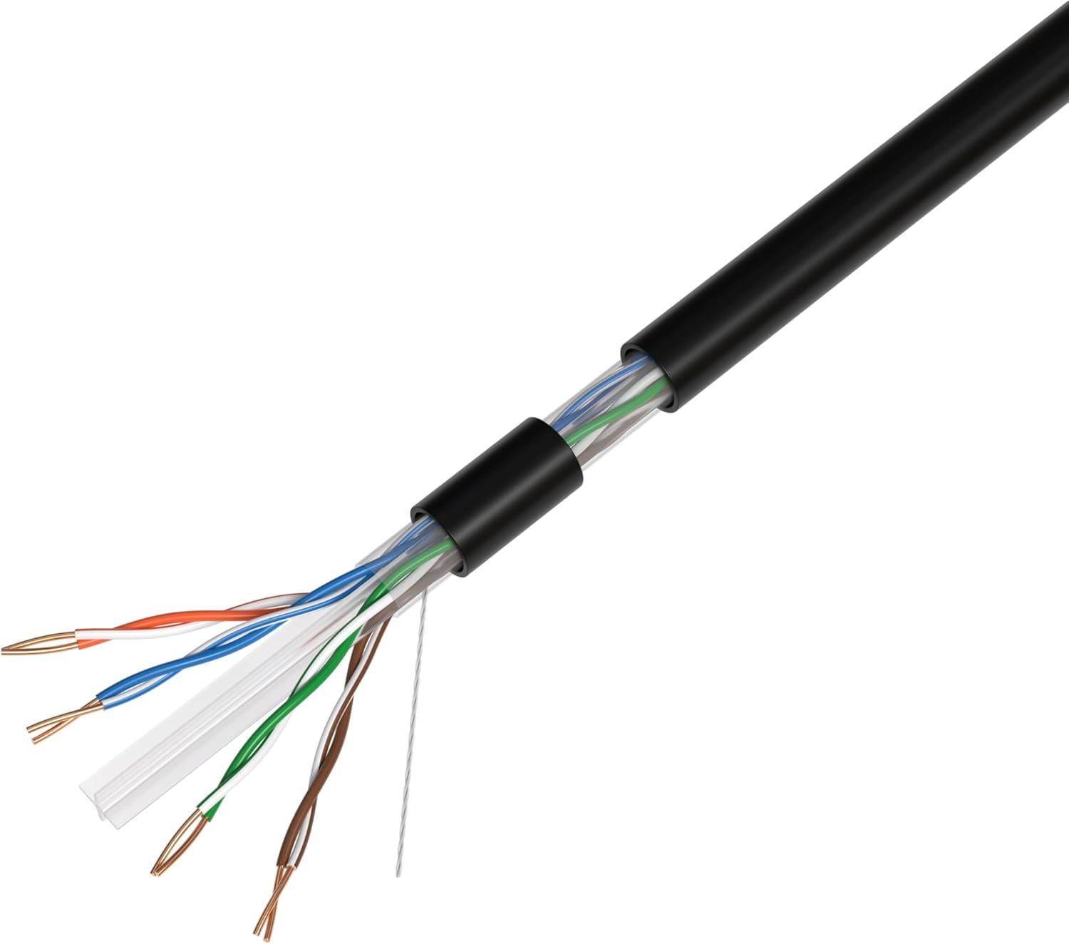 Cables Direct Online 500FT CAT6 Outdoor 23AWG 550MHz UTP Copper Clad Aluminum Solid Bulk Ethernet Cable Direct Burial UV Wire