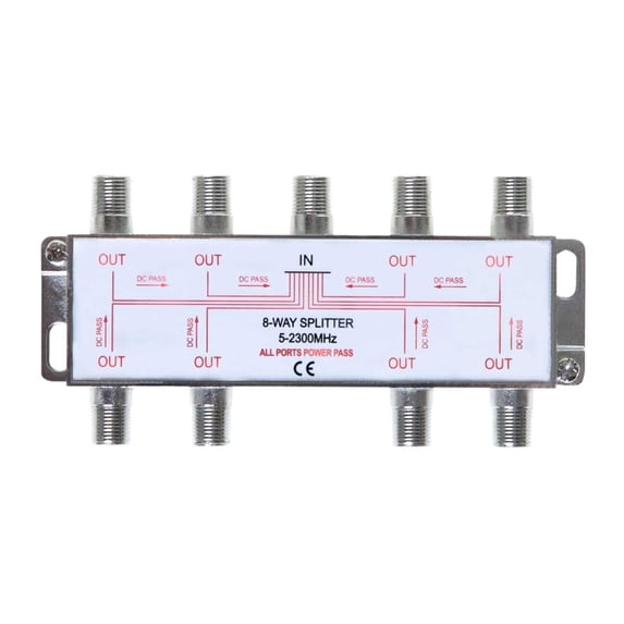 Coaxial Splitter 100 Pack of 8-Way Bi-Directional 5-2300MHz Indoor/Outdoor Waterproof for RG6 RG59 Cable, HDTV & Satellite, Cables Direct Online