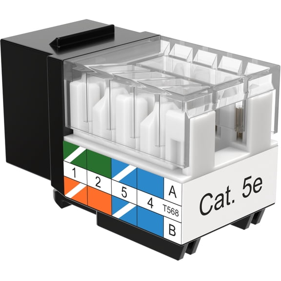 Cables Direct Online Black Cat5e RJ45 Keystone Jack 45 Degree 8P8C 110 Punch-Down 1-Pack