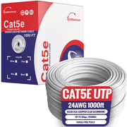 Cables Direct Online 1000ft Cat5e Ethernet Cable   24AWG Solid CCA, UTP, Unshielded, 350MHz, LAN Network Wire, Pull Box, RJ45 Compatible, Indoor Use, High-Speed Internet, White