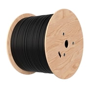 Cat6A 1000ft Bulk Ethernet Cable, Solid Bare Copper 23AWG 4 Pair, UTP Network Wire for PoE++ 4PPoE, Black, Cables Direct Online