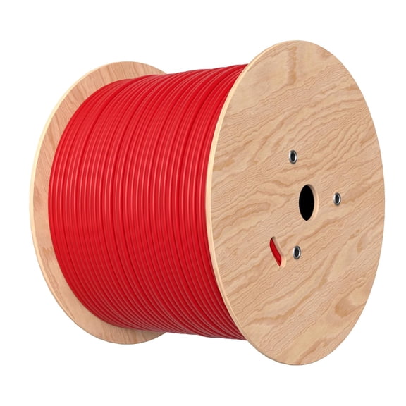 Cables Direct Online Cat6A 1000ft Red Solid Bare Copper Cable 23AWG 4 Pair Bulk Ethernet PoE++ (4PPoE) Wire, Unshielded Twisted Pair (UTP)