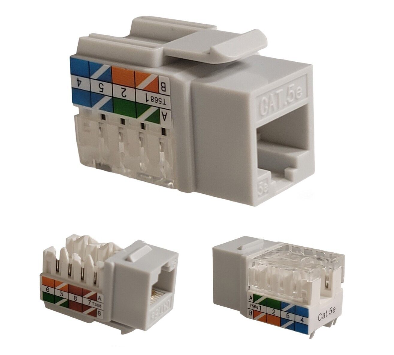 Cables Direct Online Gray Cat5e RJ45 Keystone Jack 45 Degree 8P8C 110 ...