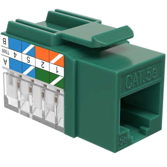 Cables Direct Online Green Cat5e RJ45 Keystone Jack 45 Degree 8P8C 110 Punch-Down 1-Pack