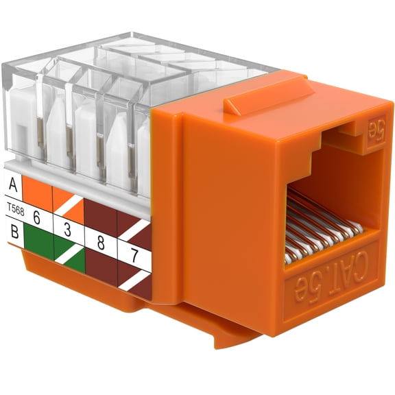 Cables Direct Online Orange Cat5e RJ45 Keystone Jack 45 Degree 8P8C 110 Punch-Down 1-Pack