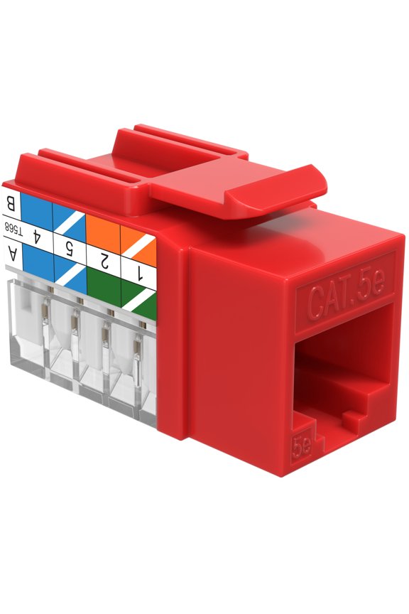 Red Cat5e RJ45 Keystone Jack 45 Degree 8P8C 110 Punch-Down