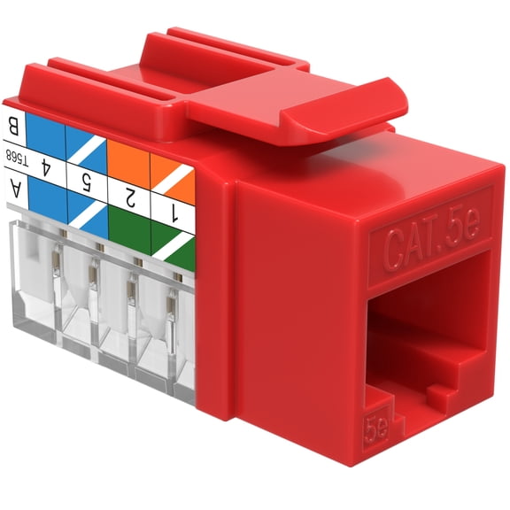 Cables Direct Online Red Cat5e RJ45 Keystone Jack 45 Degree 8P8C 110 Punch-Down
