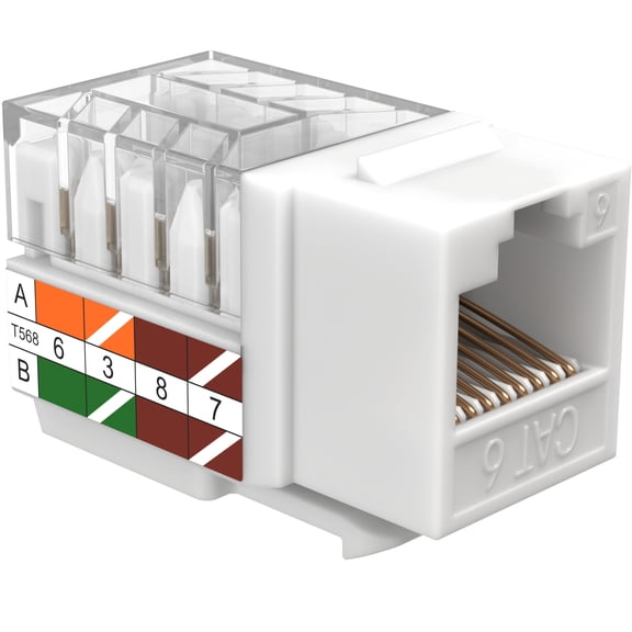 Cables Direct Online White Cat6 RJ45 Keystone Jack 45 Degree 8P8C 110 Punch-Down 1-Pack