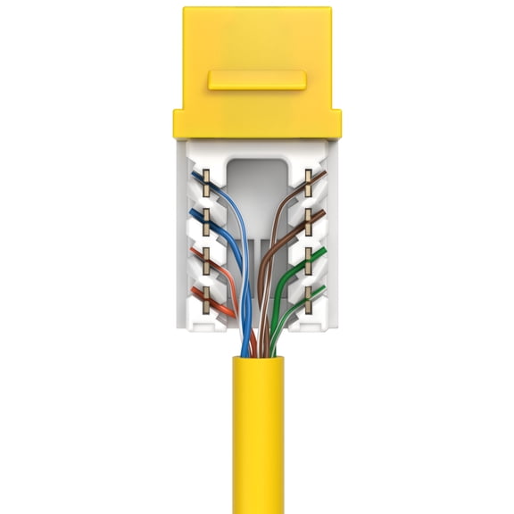 Cables Direct Online Yellow Cat6 RJ45 Keystone Jack 45 Degree 8P8C 110 Punch-Down 1-Pack