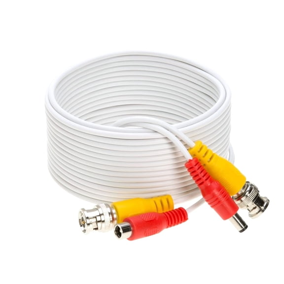 20FT Premade BNC Video Power Cable – White Plug & Play Extension Cord for CCTV Cameras, DVRs, Security Systems, Surveillance Equipment, Cables Direct Online
