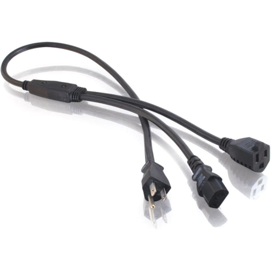 Cable Leader 3ft 16 AWG Universal Power Cord Splitter Cable (NEMA 5-15P to IEC320 C13 x 2), Black 並行輸入品 Power Splitter Cable Leader 3ft 16 AWG Universal Power Cord