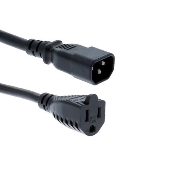 CablesAndKits Standard AC Power Cord Adapter, 13A/125V, 16 AWG, C14 to 5-15R, (IEC-60320-C14 to NEMA 5-15R) for Computer PC Network and Data Center Conversion Cable 1 ft