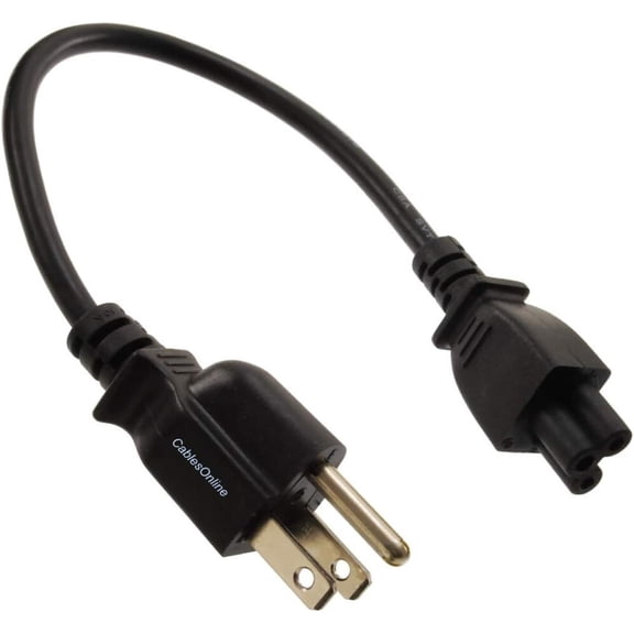 CablesOnline 1ft 3-Prong Laptop/Notebook Short AC Power Cable NEMA 5-15P to IEC