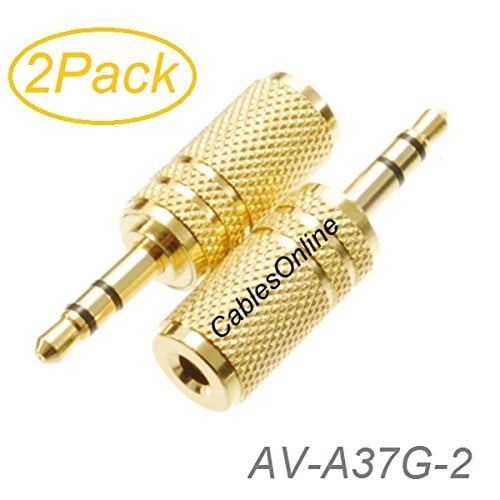 "CablesOnline 2-Pack 3.5mm Stereo TRS Male Plug to 3.5mm Mono TS Female Jack Audio Adapters, AD-A37G-2"