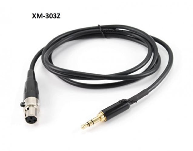 3ft MiniXLR Female to 3.5mm TRS Male SlimPlug Pro Lapel Mic Cable, (XM303Z