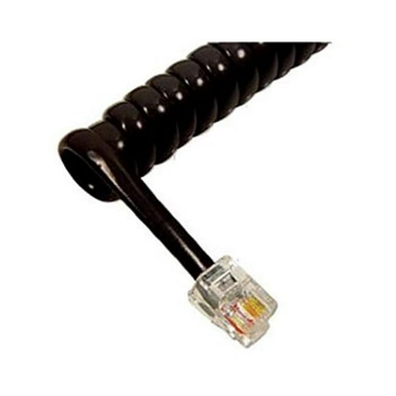 Cablesys GCHA444025FFB Telephone Handset Cord With Flat Black Cable With 1.5 Inch Lead 25 Ft