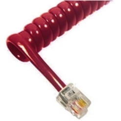 Cablesys Handset Cord Cherry Red, 12 ft Coiled Telephone Cable, Durable & Tangle-Free