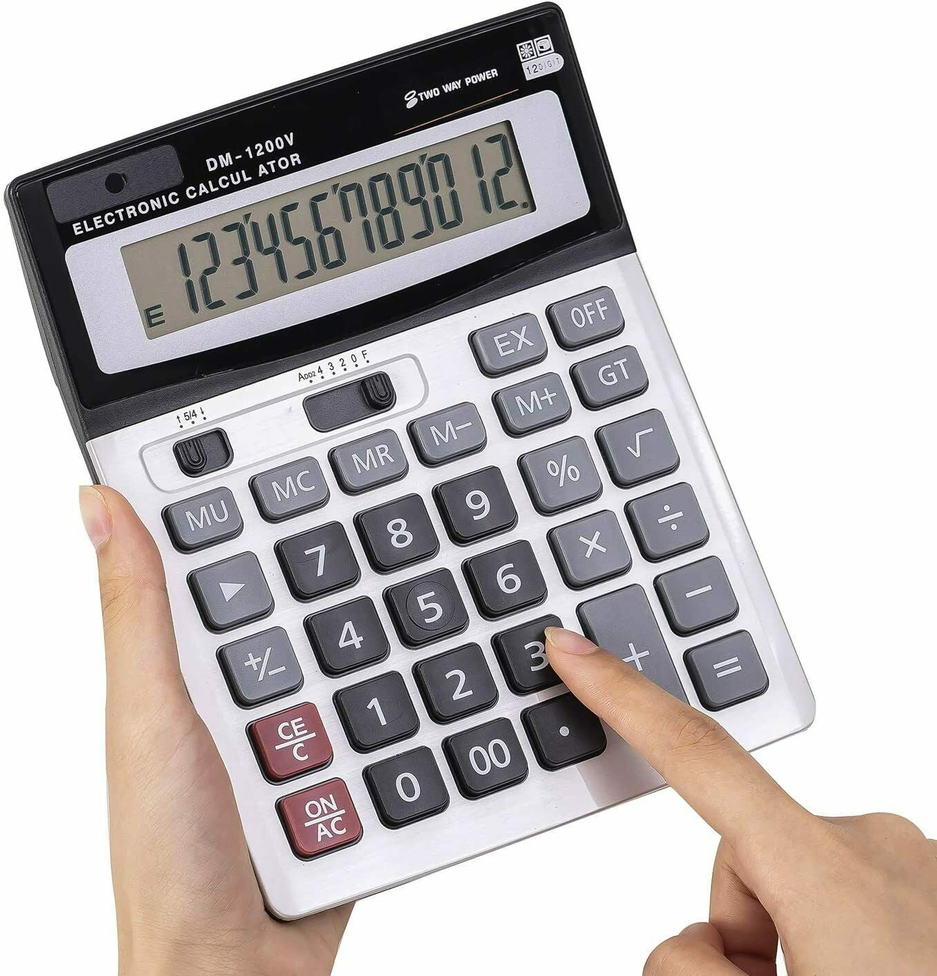 Cablevantage 12-Digit Dual Power Calculator, Standard Function with AA Battery Slot, Black