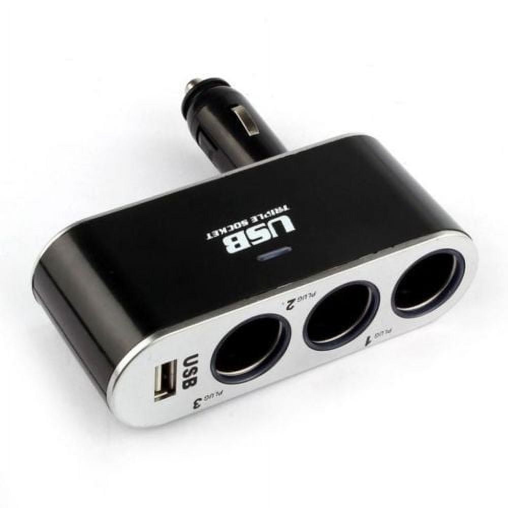 Cablevantage 3 Way Cigarette Lighter Socket Splitter, 12V/24V DC Power  Adapter Black