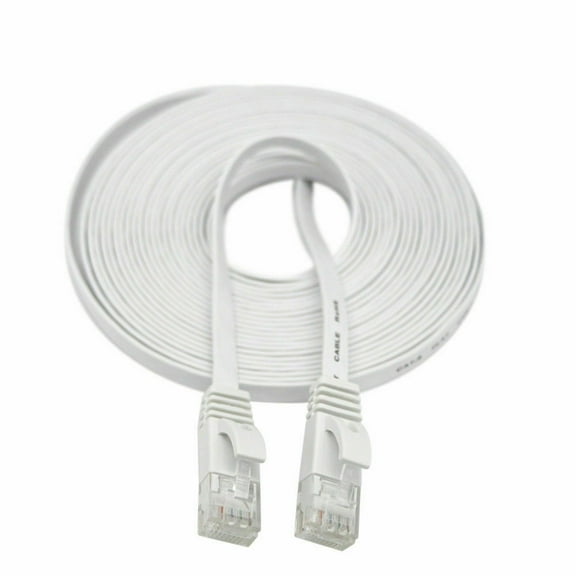 Cablevantage CAT6 FLAT RJ45 Ethernet LAN Network Patch Cable for PC, Mac, Laptop, PS3, PS4, Xbox, Internet Router 3ft 6ft 10ft 15ft 25ft 30ft 50ft 75ft 100ft 150ft 200ft White